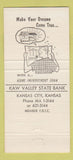 Matchbook Cover - Kaw Valley State Bank Kansas City KS 30 Strike