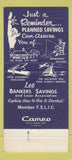 Matchbook Cover - Bankers Savings Loan Galveston TX pirate 30 Strike