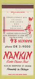 Matchbook Cover - Nankin Chinese Restaurant Skokie IL 30 Strike