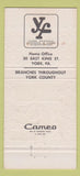 Matchbook Cover - York Federal Savings PA  30 Strike