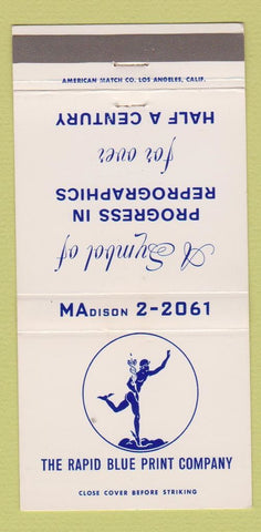 Matchbook Cover - Rapid Blue Print Company Los Angeles CA 30 Strike
