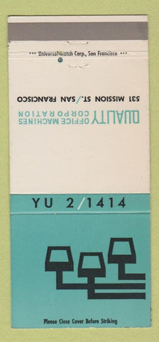 Matchbook Cover - Quality Office Machines Corp San Francisco CA 30 Strike