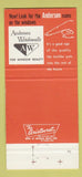 Matchbook Cover - Andersen Windows Kryske Bros Lumber Waltz MI 30 Strike