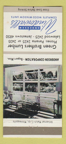 Matchbook Cover - Andersen Windows Green Bros Lumber  30 Strike