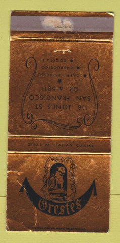 Matchbook Cover - Oreste's Restaurant San Francisco CA WEAR 30 Strike