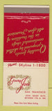 Matchbook Cover - Geary Joe's San Francisco CA 30 Strike