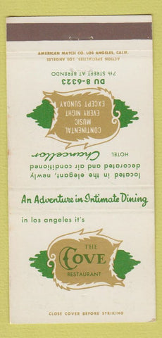 Matchbook Cover - The Cove Restaurant Los Angeles CA 30 Strike