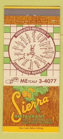 Matchbook Cover - Sierra Restaurant Bellflower CA 30 Strike