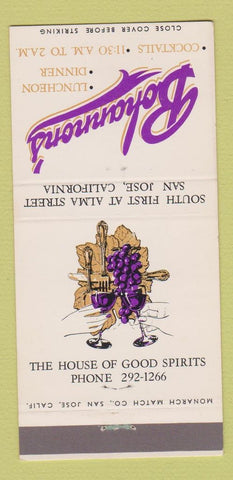 Matchbook Cover - Bohannon's Restaurant San Jose CA 30 Strike