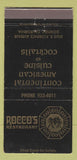 Matchbook Cover - Rocco's Restaurant Downey CA WEAR 30 Strike