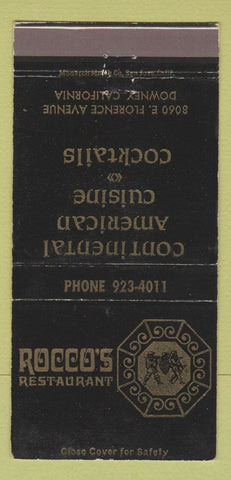 Matchbook Cover - Rocco's Restaurant Downey CA WEAR 30 Strike