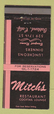 Matchbook Cover - Mitch's Restaurant Oakland CA 30 Strike