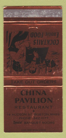 Matchbook Cover - China Pavilion Restaurant Boston MA WEAR 30 Strike