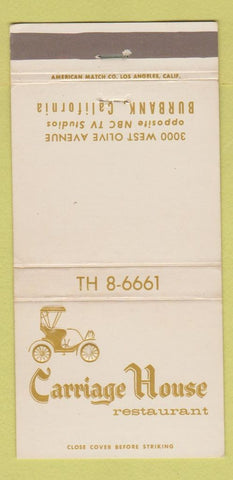 Matchbook Cover - Carriage House Restaurant Burbank CA 30 Strike