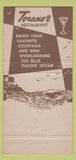 Matchbook Cover - Torano's Restaurant La Jolla CA 30 Strike