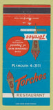 Matchbook Cover - 5 Torches Restaurant Inglewood CA WORN 30 Strike