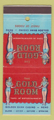 Matchbook Cover - Gold Room Golden Bank Casino Reno NV girlie 30 Stick