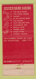 Matchbook Cover - Gold Room Golden Bank Casino Reno NV girlie 30 Stick