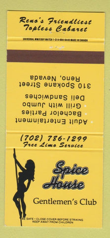 Matchbook Cover - Spice House Strip Club Reno NV girlie 30 Strike