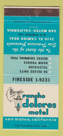 Matchbook Cover - Rancho Dolores Motel San Mateo CA 30 Strike