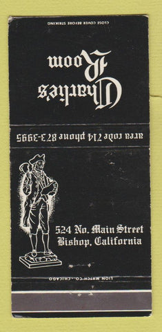 Matchbook Cover - Charlie's Room Bishop CA 30 Strike