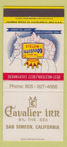 Matchbook Cover - Cavalier Inn San Simeon CA Best Western 30 Strike
