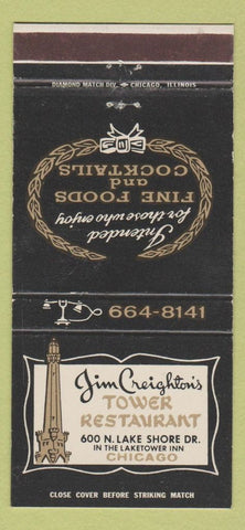 Matchbook Cover - Jim Creighton's Tower Restaurant Chicago IL 30 Strike