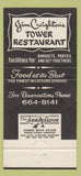 Matchbook Cover - Jim Creighton's Tower Restaurant Chicago IL 30 Strike