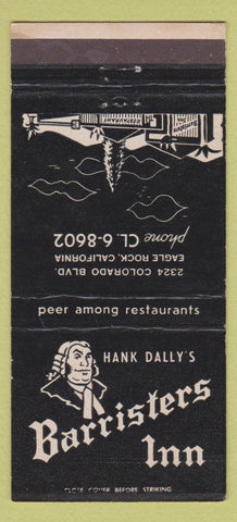 Matchbook Cover - Hank Dally's Barristers Inn Eagle Rock CA 30 Strike