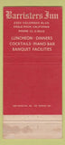 Matchbook Cover - Hank Dally's Barristers Inn Eagle Rock CA 30 Strike
