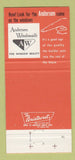 Matchbook Cover - Andersen Windows Krzyske Bros Lumber Waltz MI 30 Strike