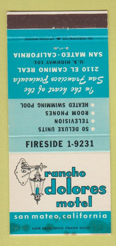 Matchbook Cover - Rancho Dolores Motel San Mateo CA WORN 30 Strike