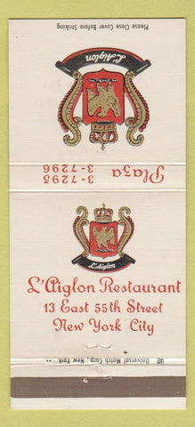 Matchbook Cover - L Aiglon Restaurant New York City 30 Strike