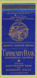 Matchbook Cover - Community Bank Burbank Huntington Park CA WEAR 30 Strike