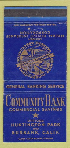 Matchbook Cover - Community Bank Burbank Huntington Park CA WEAR 30 Strike