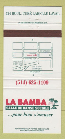 Matchbook Cover - La Bamba Salle De Danse Sociale Laval QC 30 Strike
