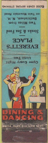 Matchbook Cover - Everett's Place Bethlehem NH WORN