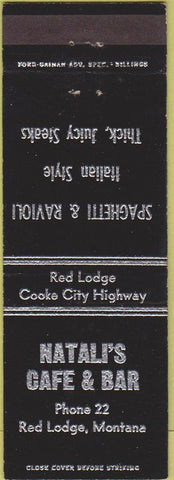 Matchbook Cover - Natali's Cafe Bar Red Lodge MT Italian Food