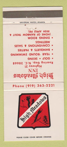 Matchbook Cover - High Meadows Inn Roaring Gap NC 30 Strike