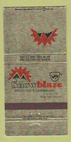Matchbook Cover - Snow Blaze Athletic Club Condos Winter Park Colorado 30 Strike