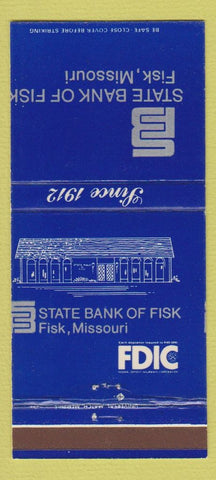 Matchbook Cover - State Bank of Fisk MO 30 Strike
