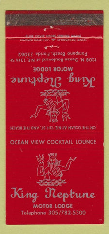 Matchbook Cover - King Neptune Motor Lodge Pompano Beach FL WEAR 30 Strike