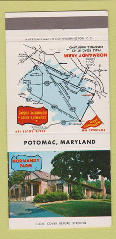 Matchbook Cover - Normandy Farm Potomac MD 30 Strike