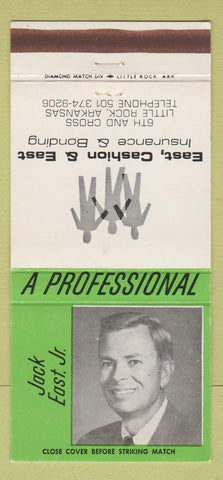 Matchbook Cover - Jack East Insurance Bonding Little Rock AR 30 Strike