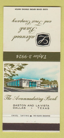 Matchbook Cover - Lakewood Bank and Trust Dallas TX Lex Johnston 30 Strike