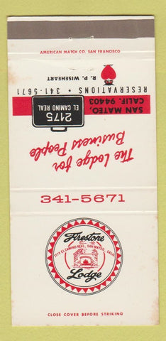 Matchbook Cover - Firestone Lodge San Mateo CA WEAR 30 Strike