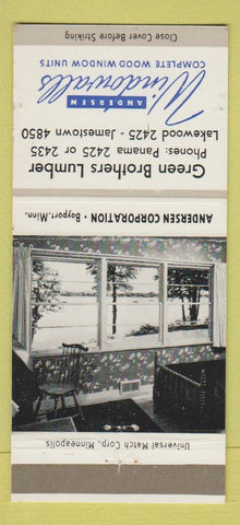 Matchbook Cover - Andersen Windows Green Bros Lumber 30 Strike