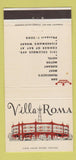 Matchbook Cover - Villa Roma Motor Hotel San Francisco CA 30 Strike