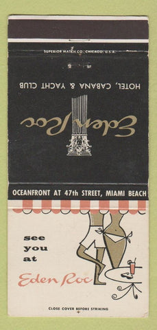 Matchbook Cover - Eden Roc Hotel Miami Beach FL WEAR 30 Strike