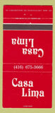 Matchbook Cover - Casa Lima Rexdale ON 30 Strike